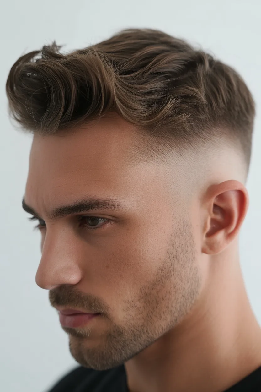 Bald Fade with Loose Quiff