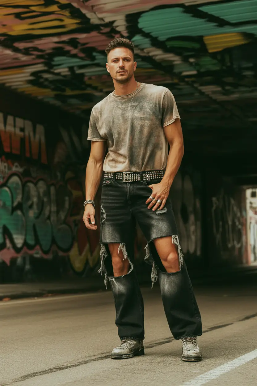 Baggy Jeans for a Vintage Rock Vibe