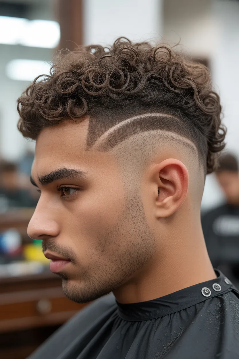 Burst Fade with Curly Top