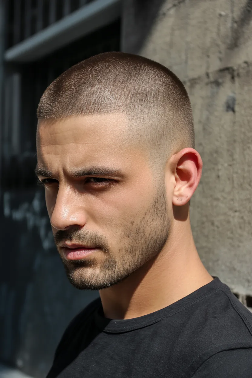 Buzz Cut Masculine Hairstyle