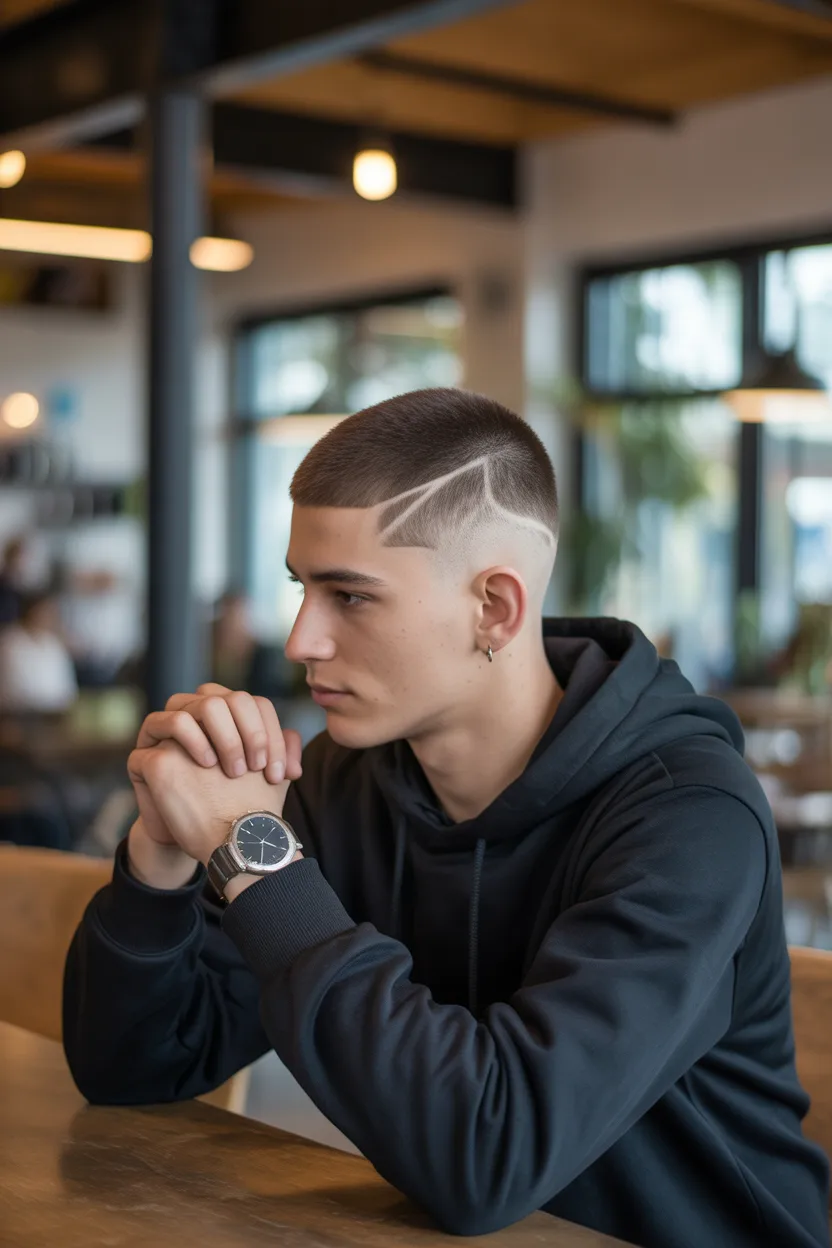 Buzz Cut With Burst Fade
