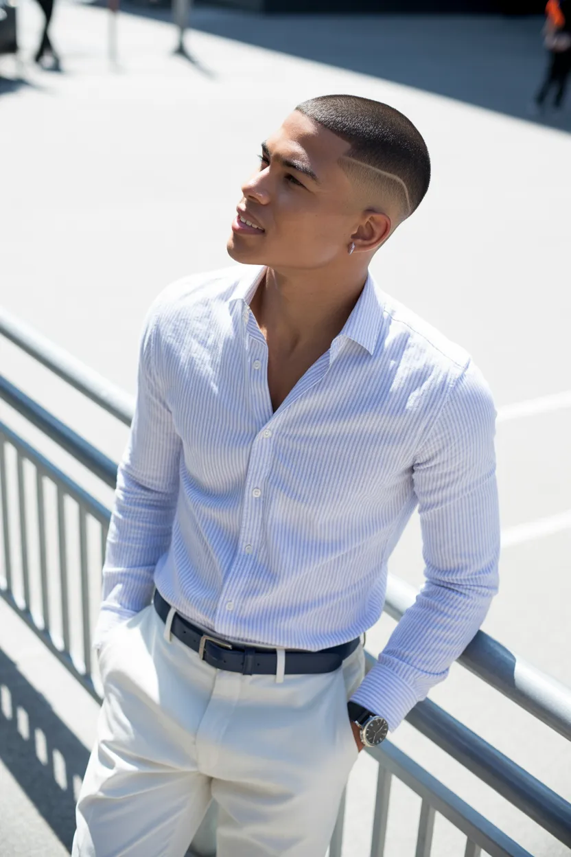 Buzz Fade With Hard Part
