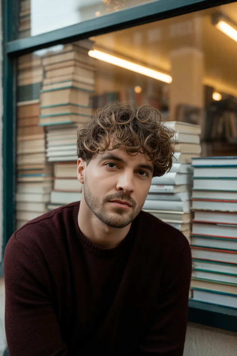 Curly Fringe Hairstyle In Men