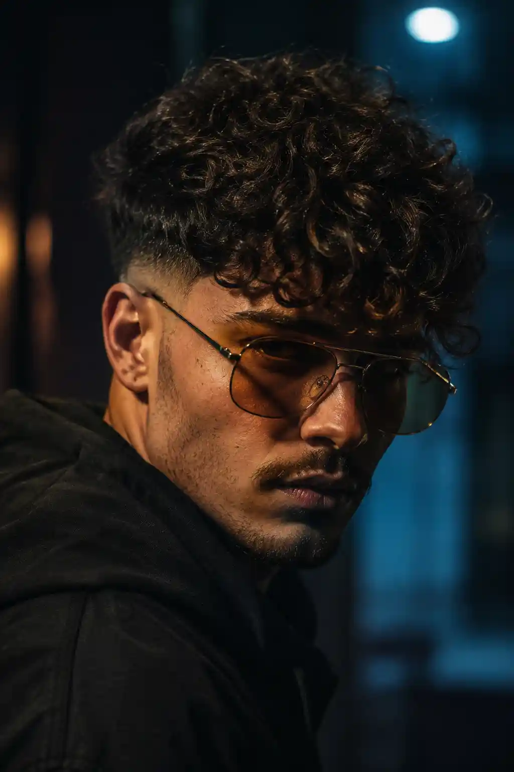 Curly Fringe with Faded Sides