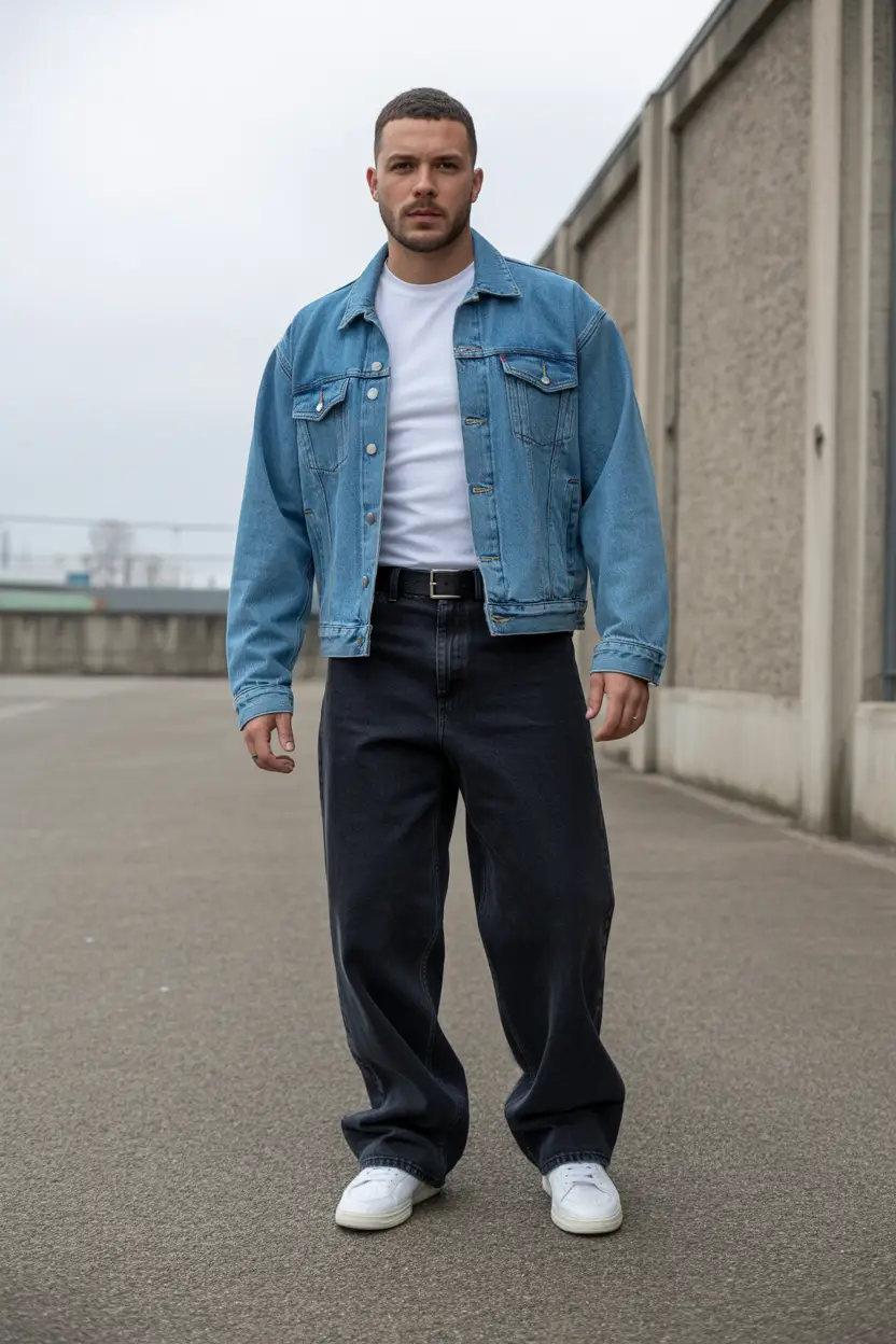 Denim Jacket and Baggy Jeans Done Right