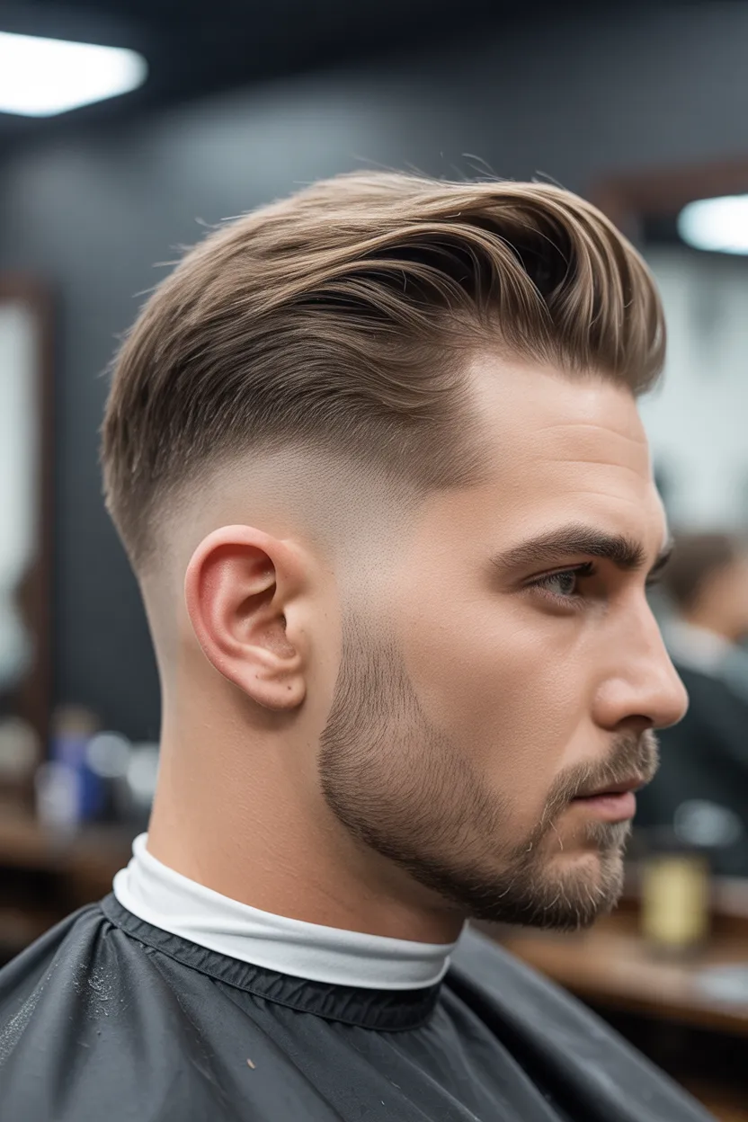 Drop Fade with Long Comb Over