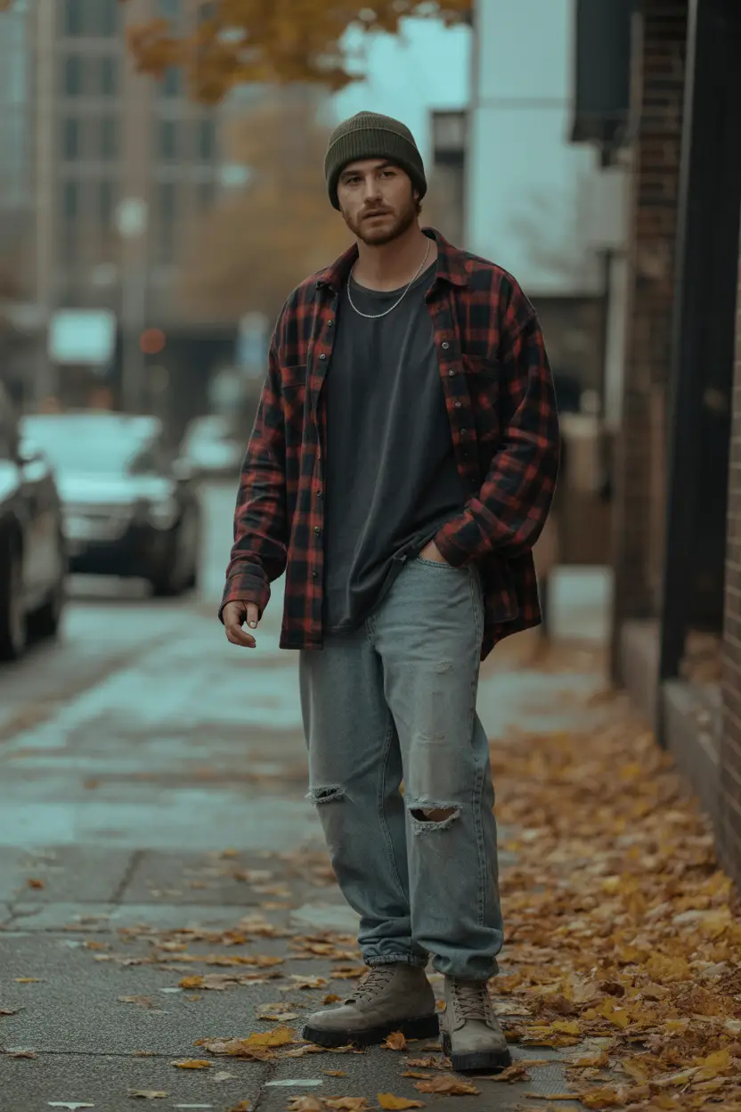 Baggy Jeans for a Layered Grunge Vibe