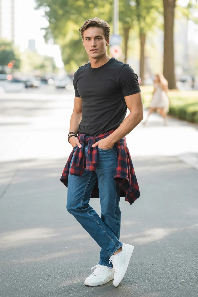 Flannel Tied Around Waist Outfit