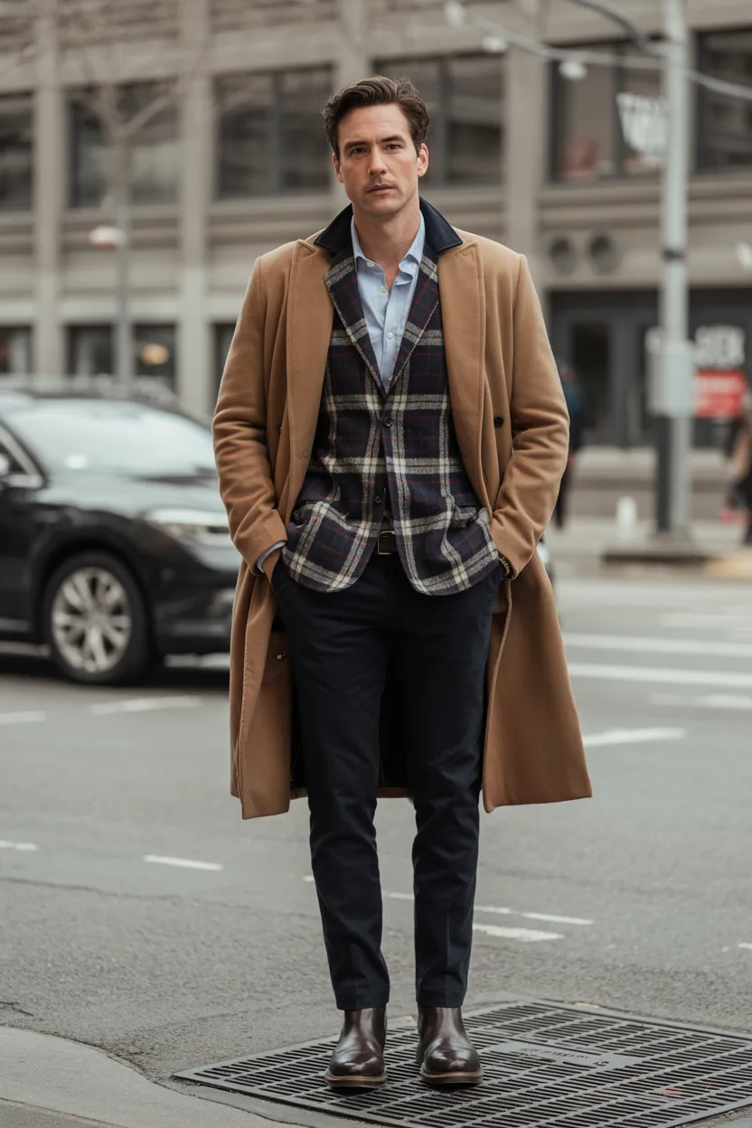 Flannel Under Wool Overcoat