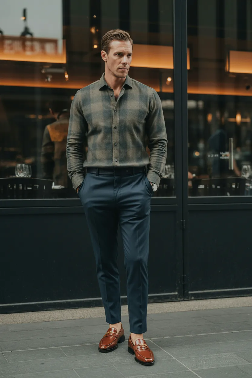 Flannel With Dark Trousers