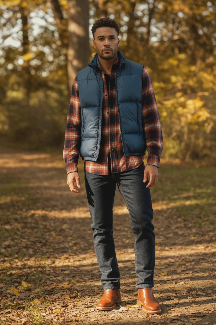 Flannel With Puffer Vest