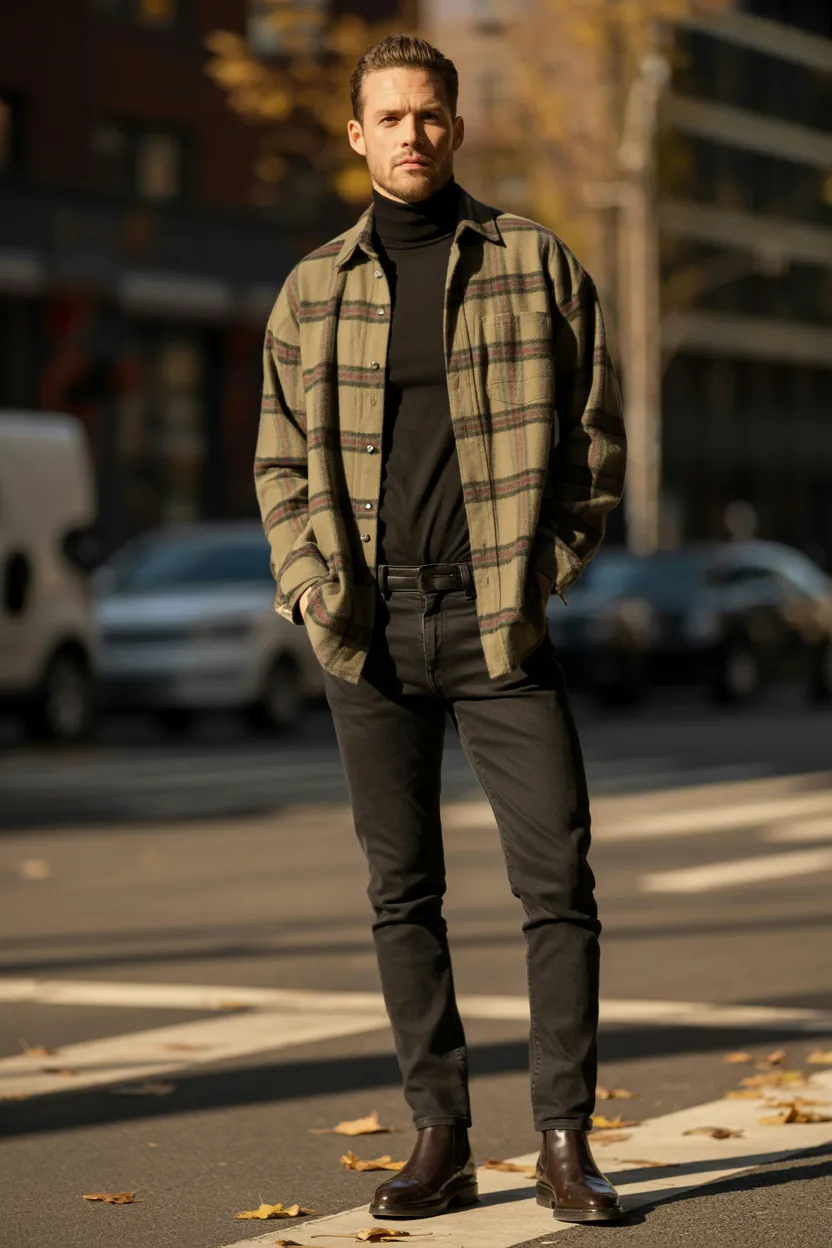 Flannel With Turtleneck