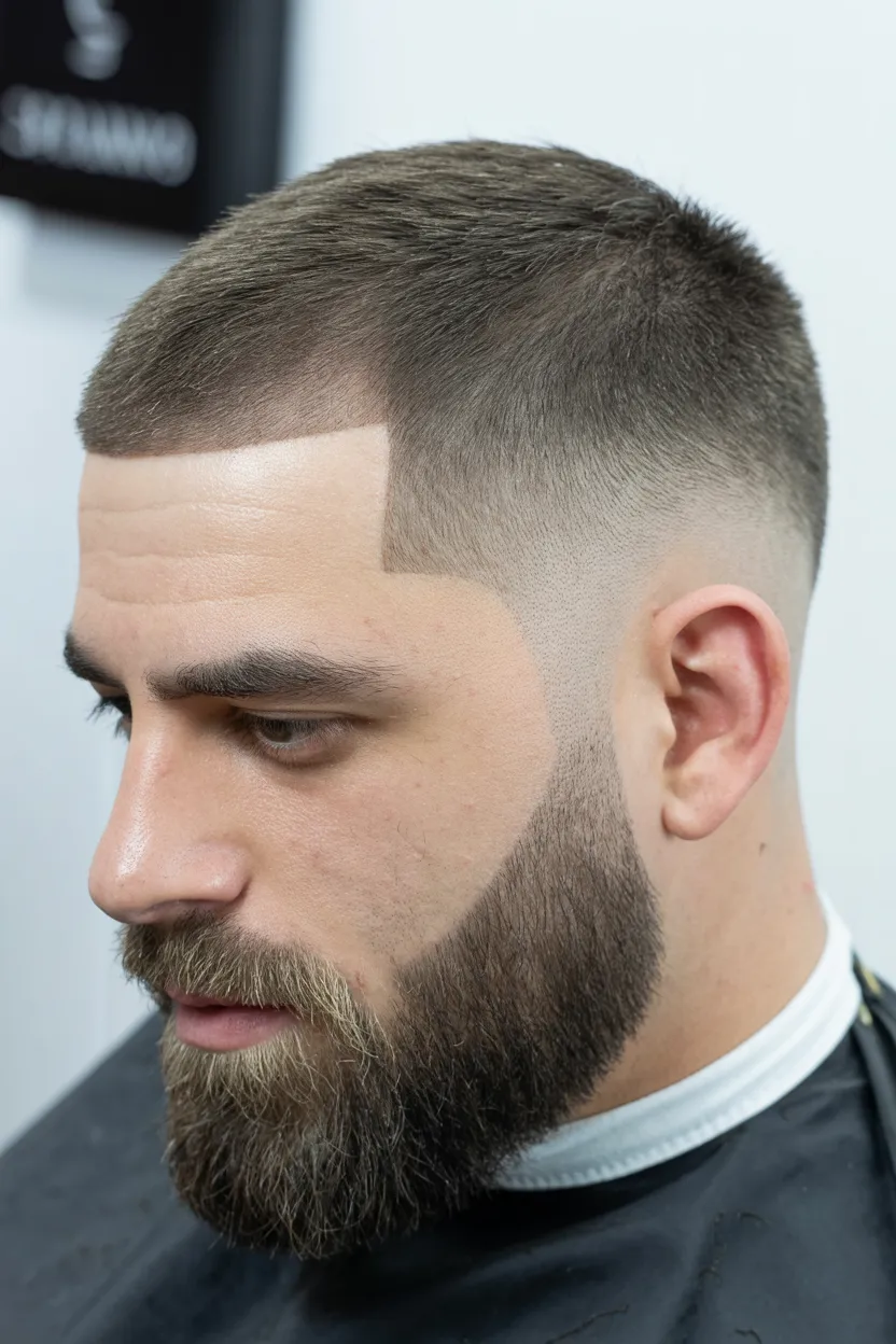 Flow with Fade Sides + Full Beard