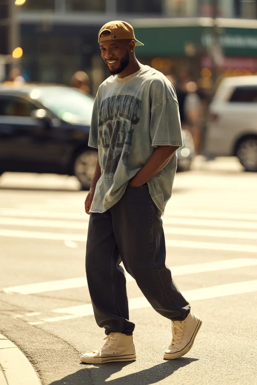 Graphic Tee and Baggy Jeans for Easy Casual Streetwear