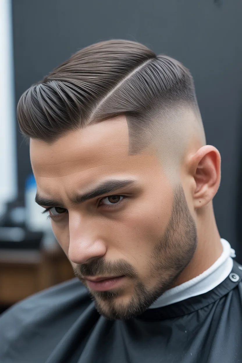 High Fade with Side Part
