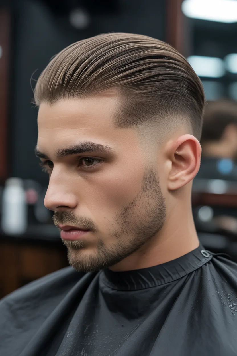 High Fade with Slick Back