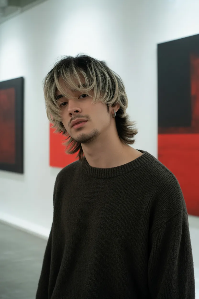 Long Textured Fringe Hair Style Gents