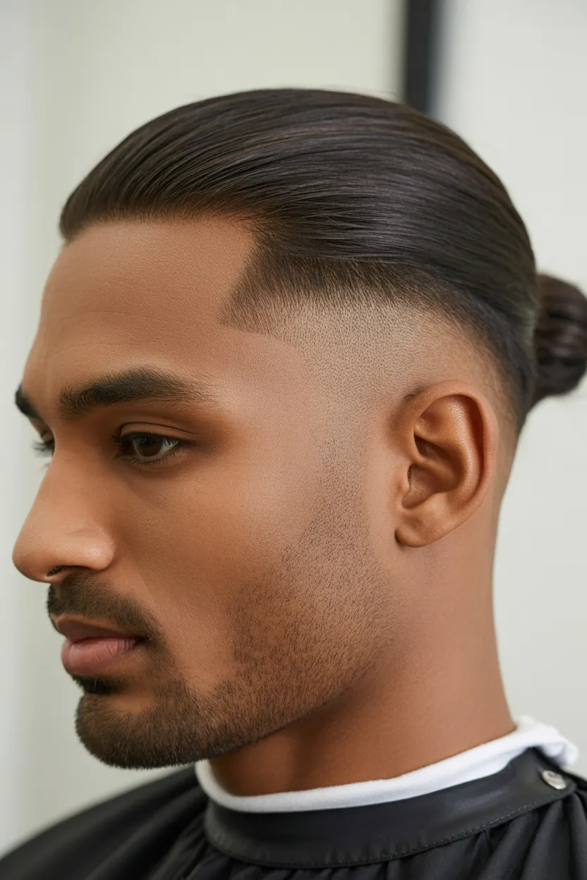 Low Fade with Man Bun
