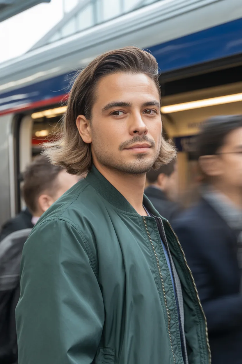 Medium Sweep Straight Hair Hairstyles for Guys