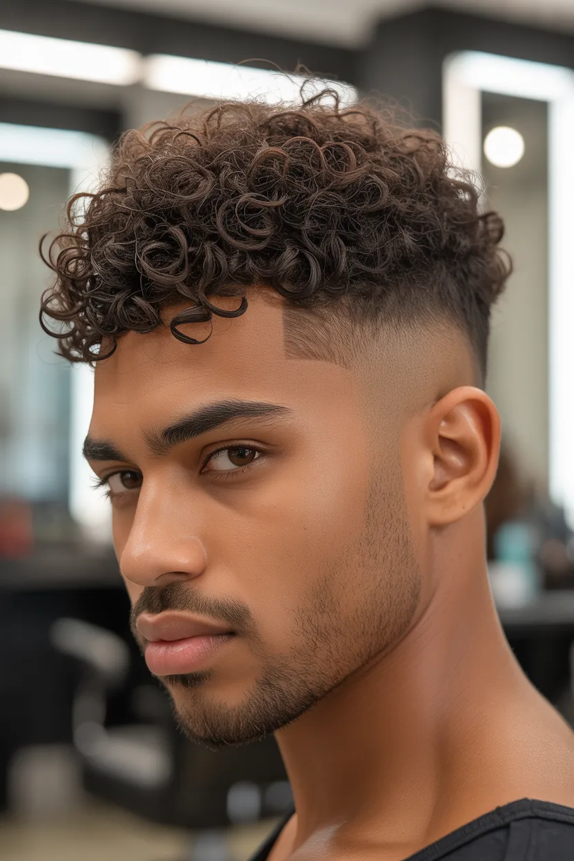 Mid Fade with Natural Curls