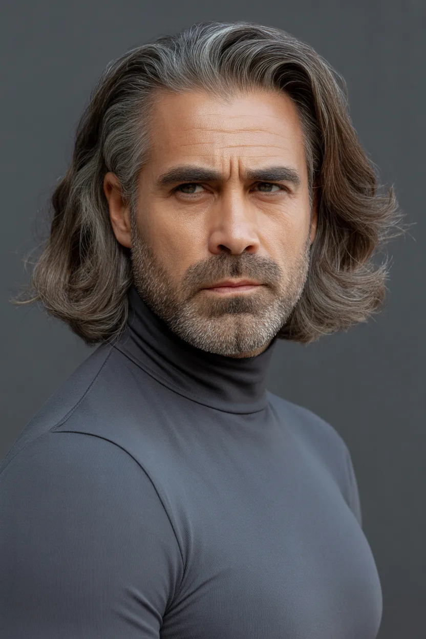 Salt-and-Pepper Long Hairstyle