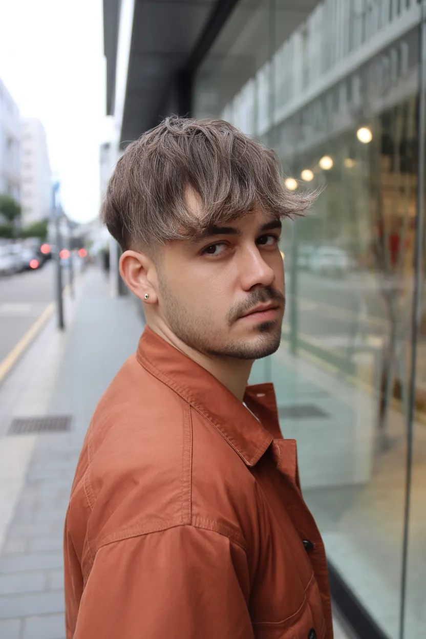 Short Textured Fringe Hairstyle In Men