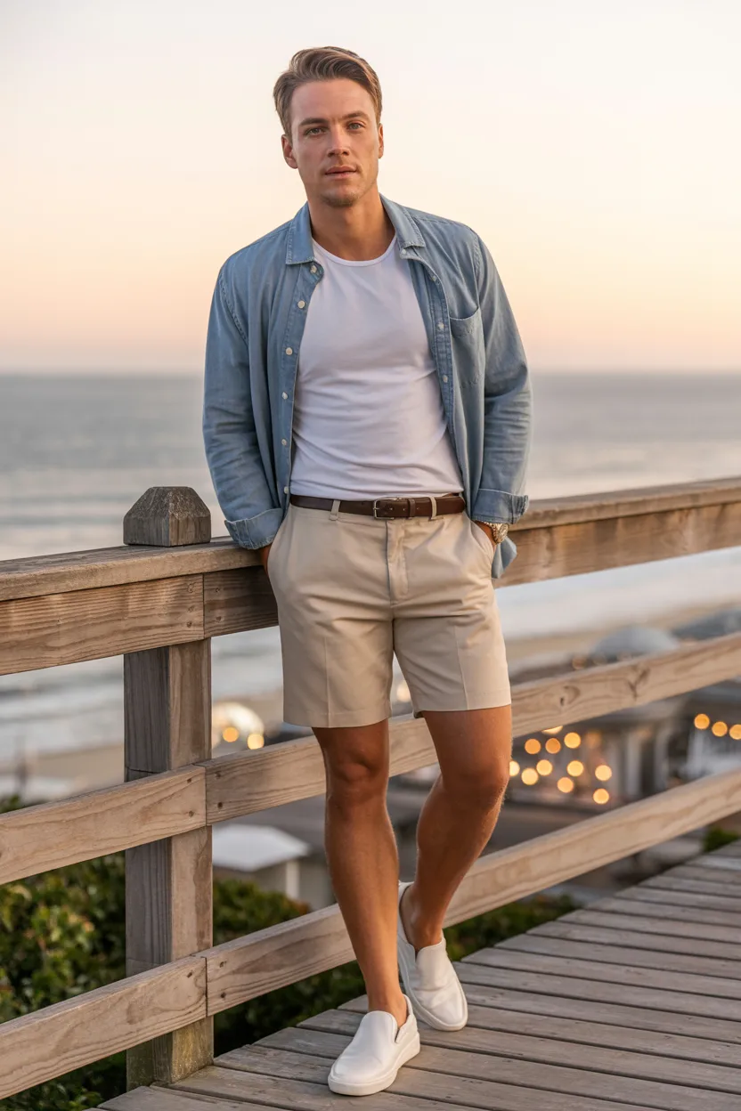 Summer Open Flannel With Shorts
