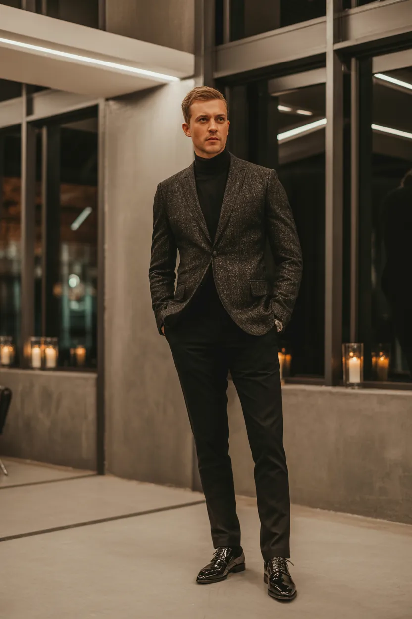 The Black Turtleneck Under Blazer