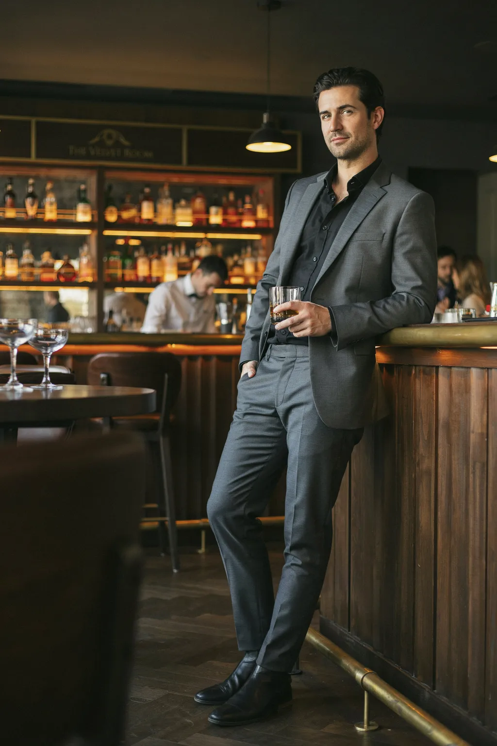 The Charcoal Sport Coat + Black Button-Down