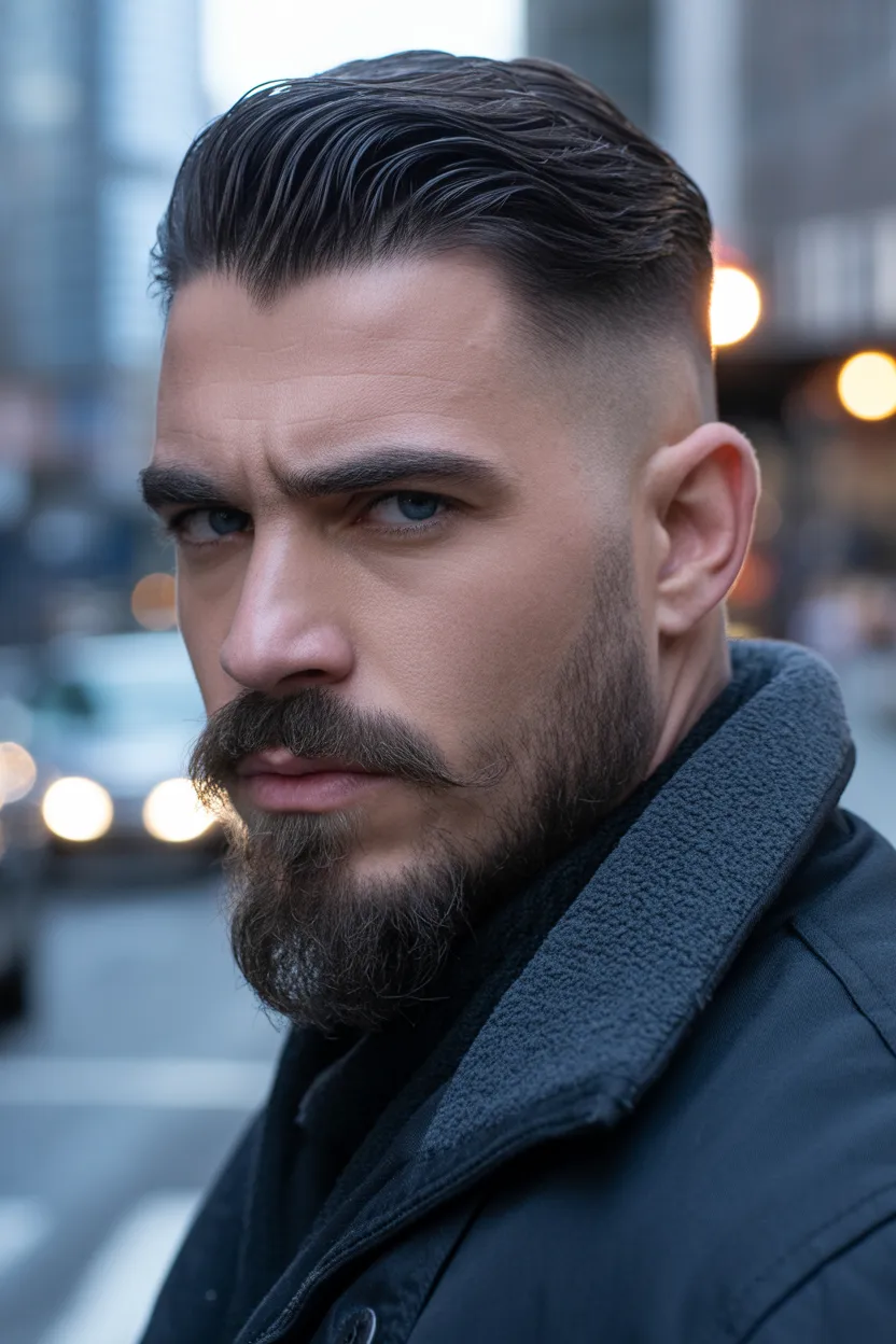 The Curved Goatee Mustache Fade