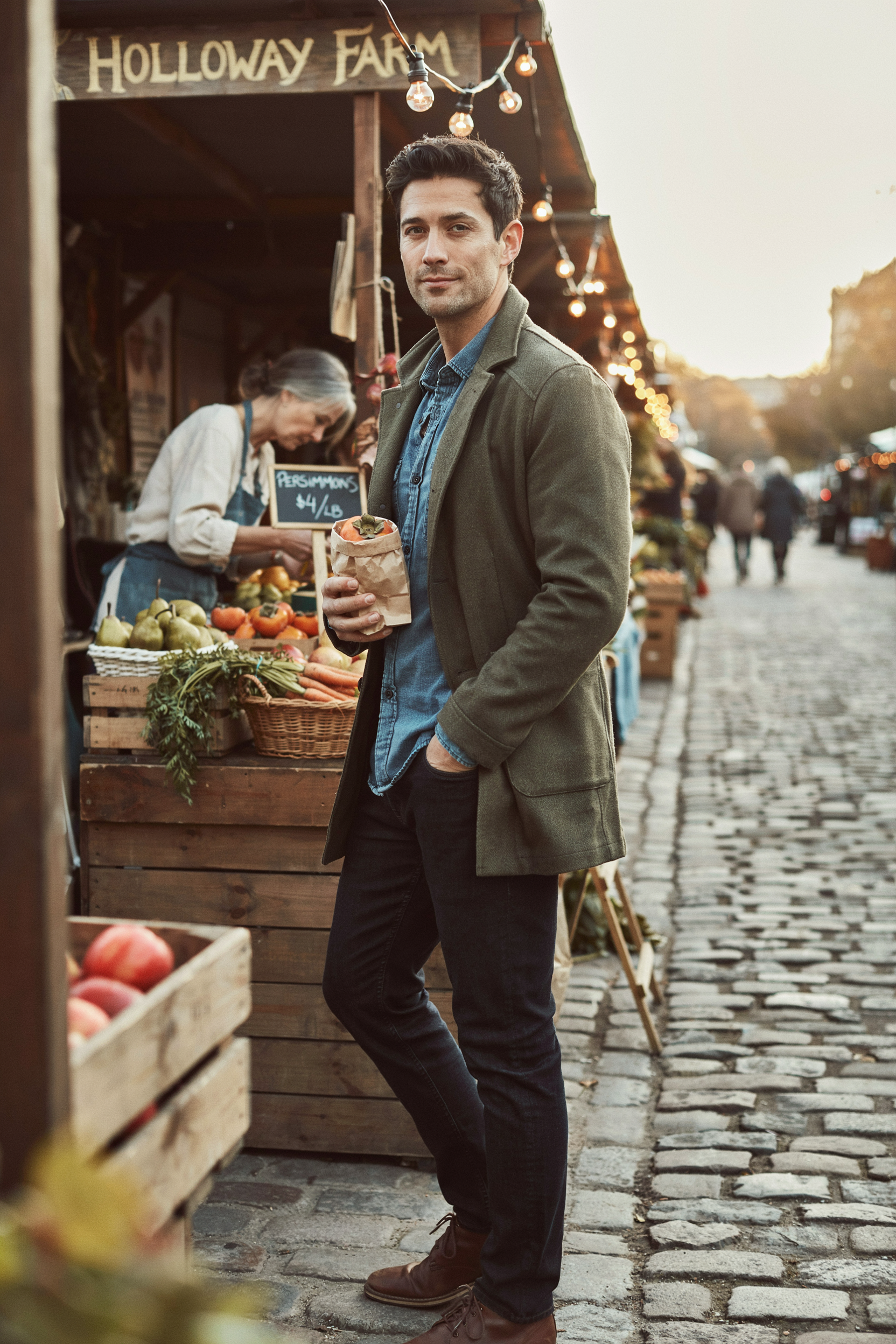 The Olive Sport Coat + Denim Shirt