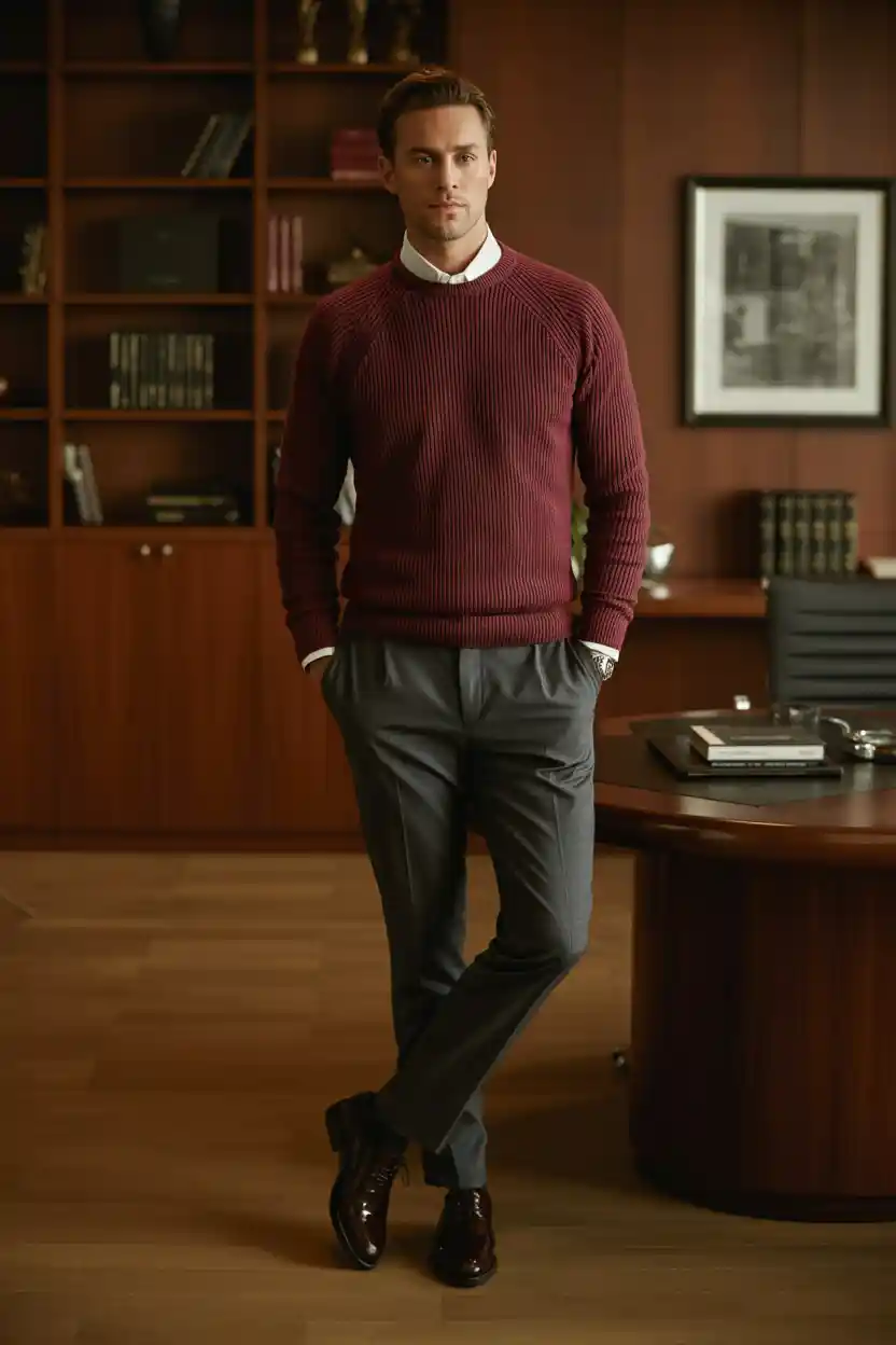 The Wool Sweater + Dress Shirt + Tailored Slacks