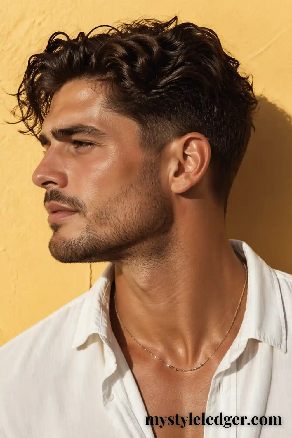 messy side part texture