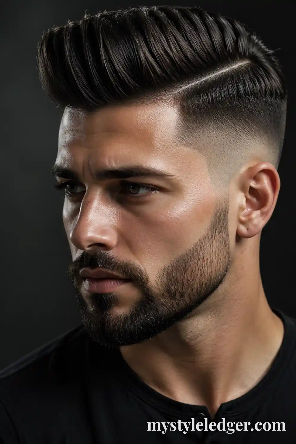 side part pompadour hybrid